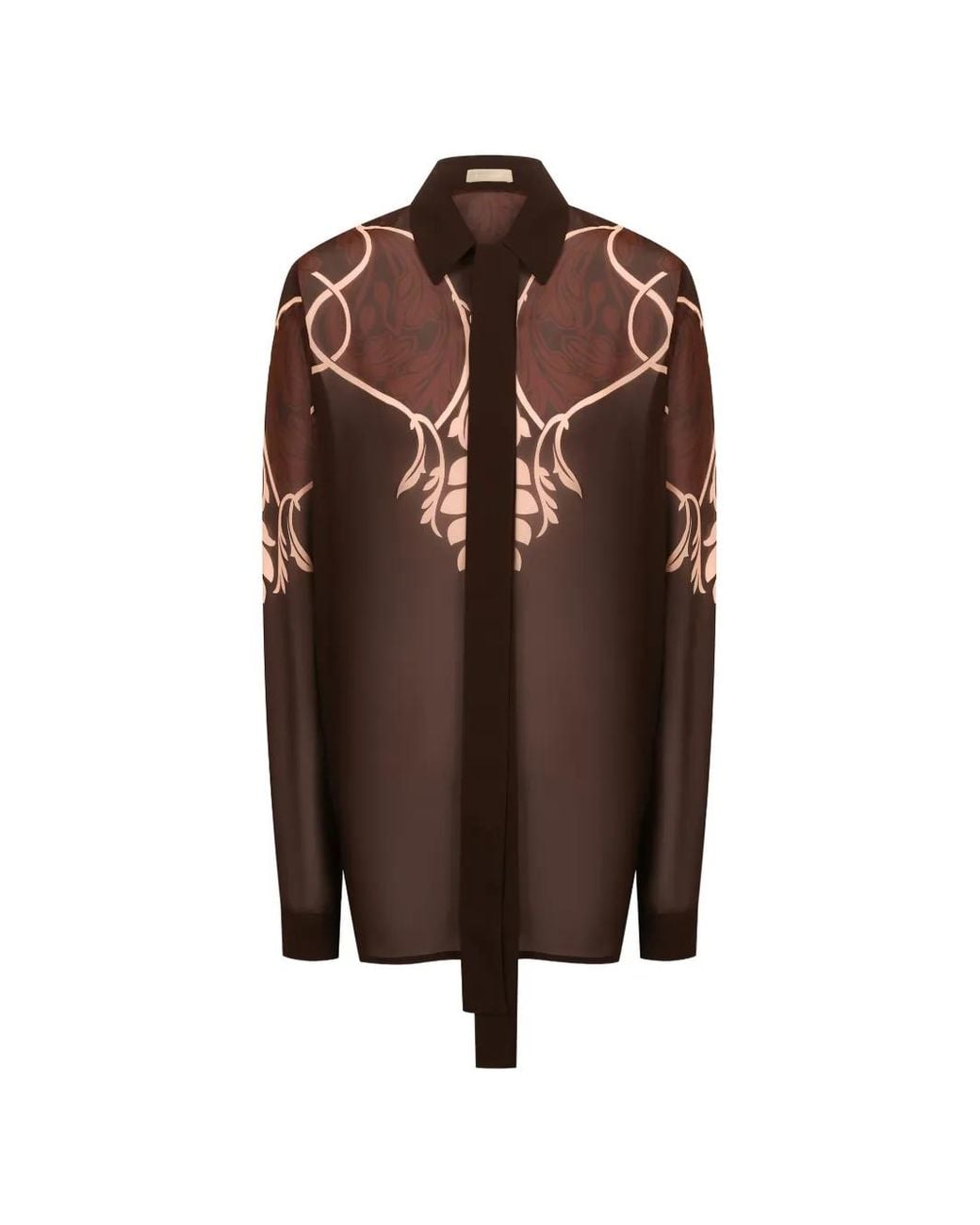 Elie Saab Brown Printed Chiffon Shirt