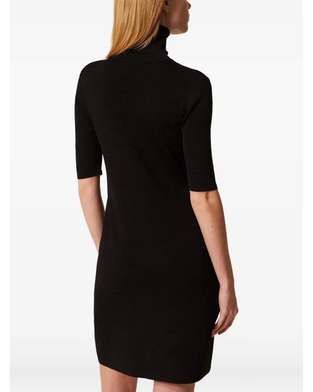 Twinset Black Short Striped Knit Dress