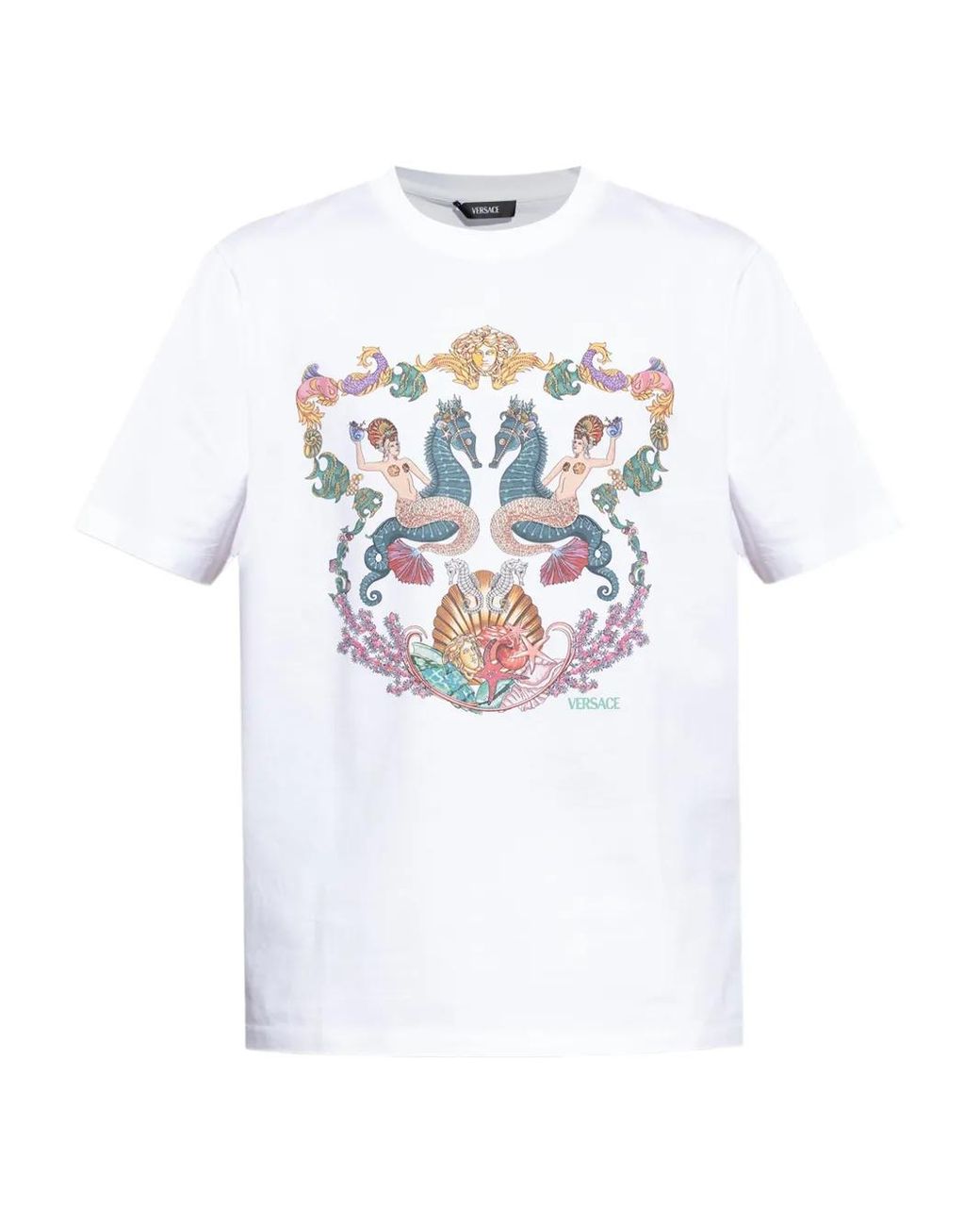Versace White Graphic Print T-Shirt for men