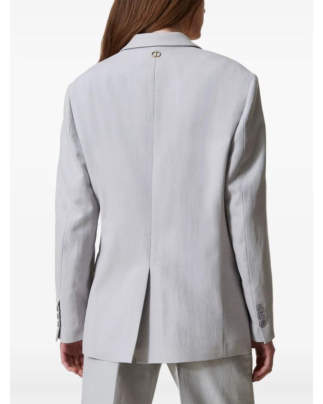 Twinset Blue Twill Single-Breasted Blazer