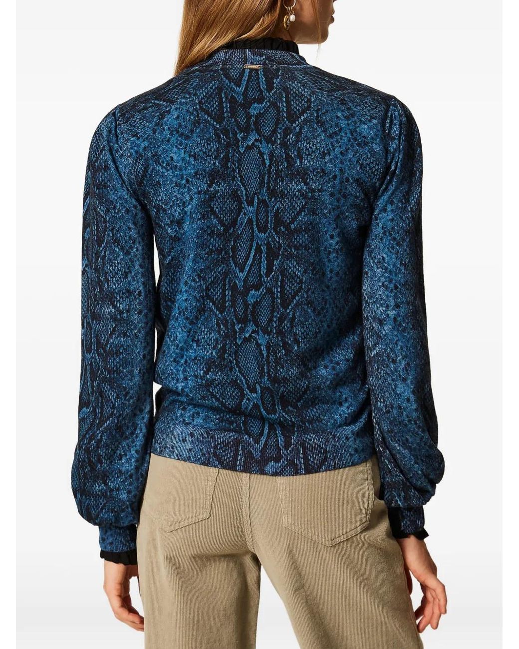 Twinset Blue Pullover Mit Python-Print