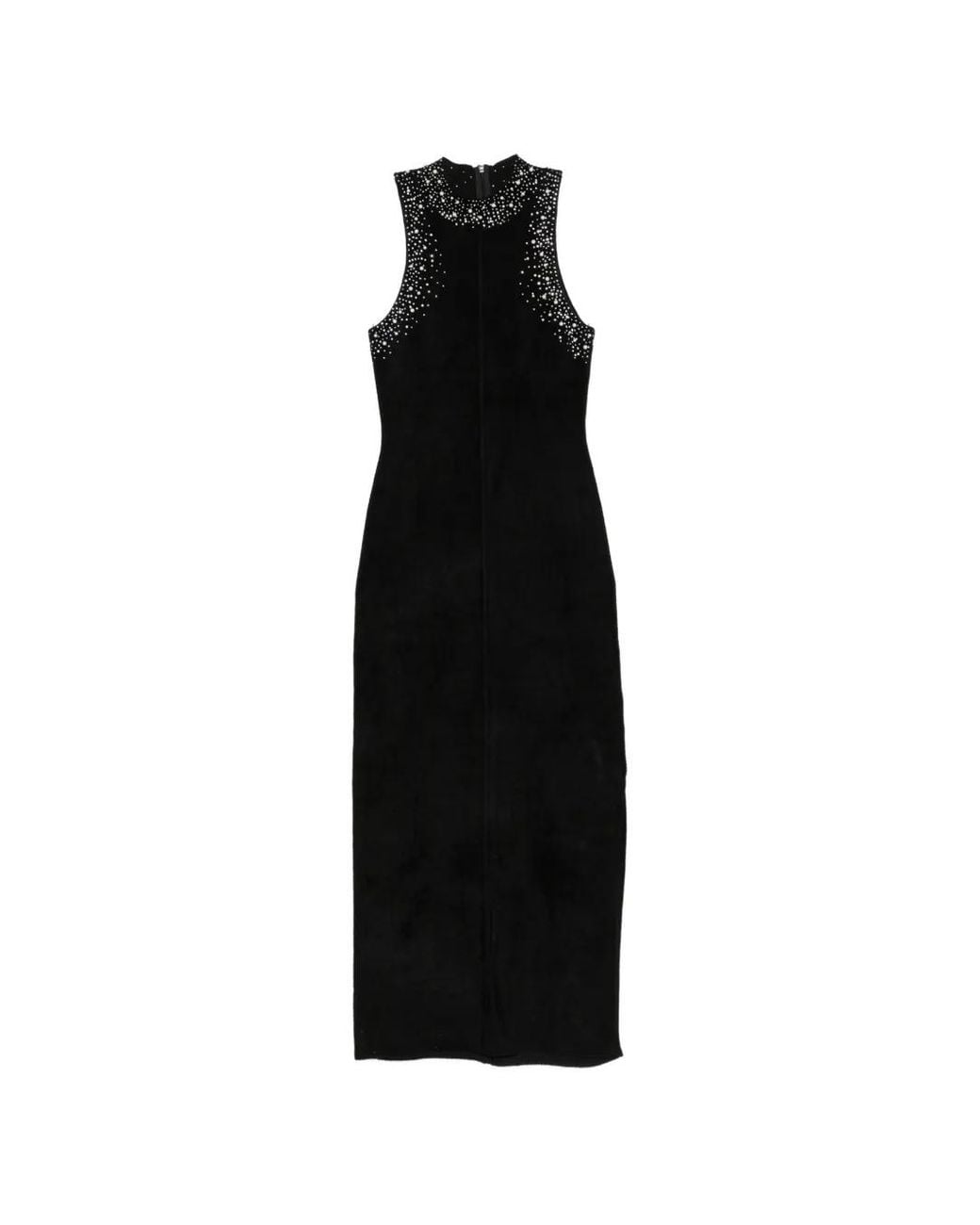 Sandro Black Rhinestone Velvet Maxi Dress