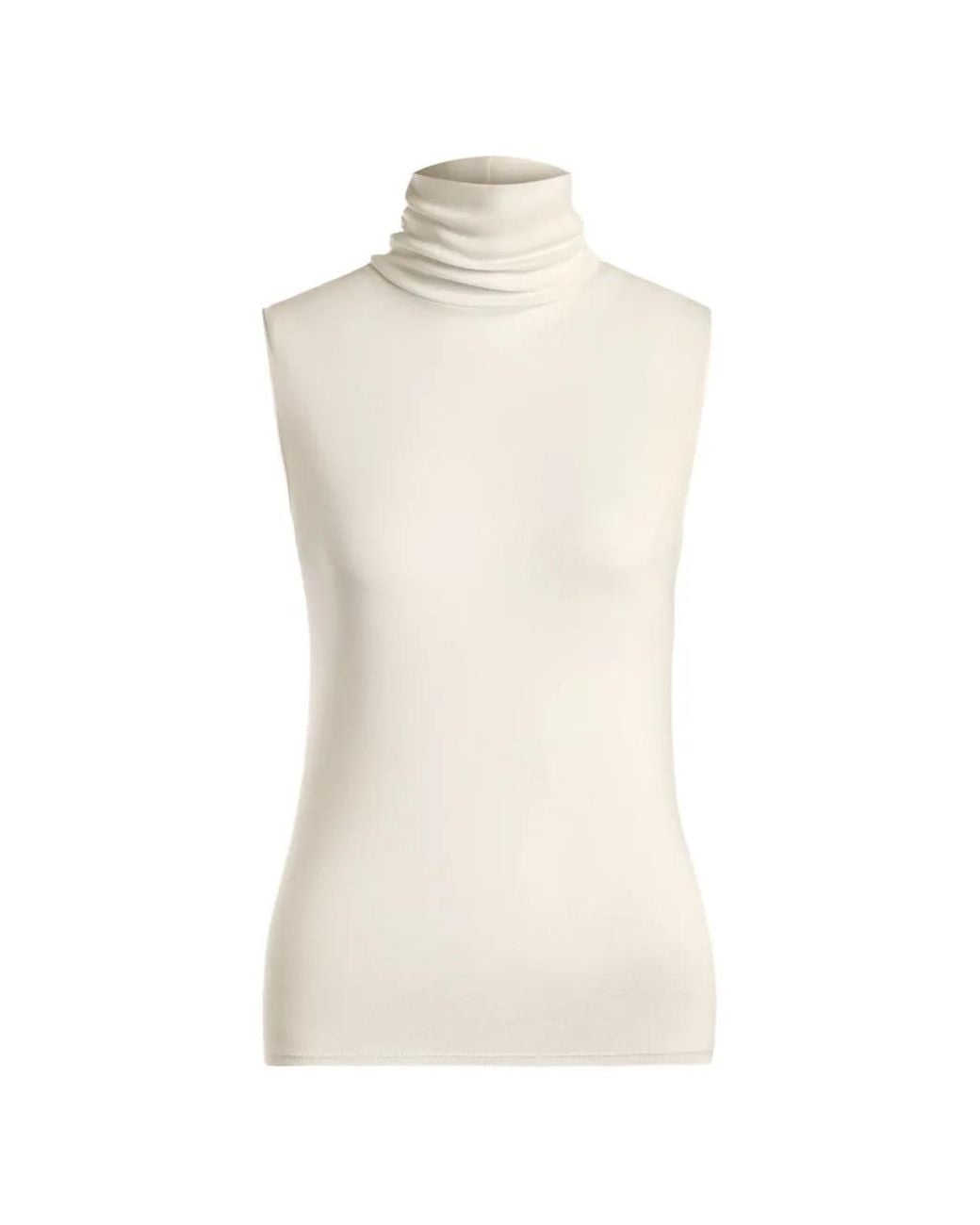 12 STOREEZ White Nicole Sleeveless Roll-Neck Top