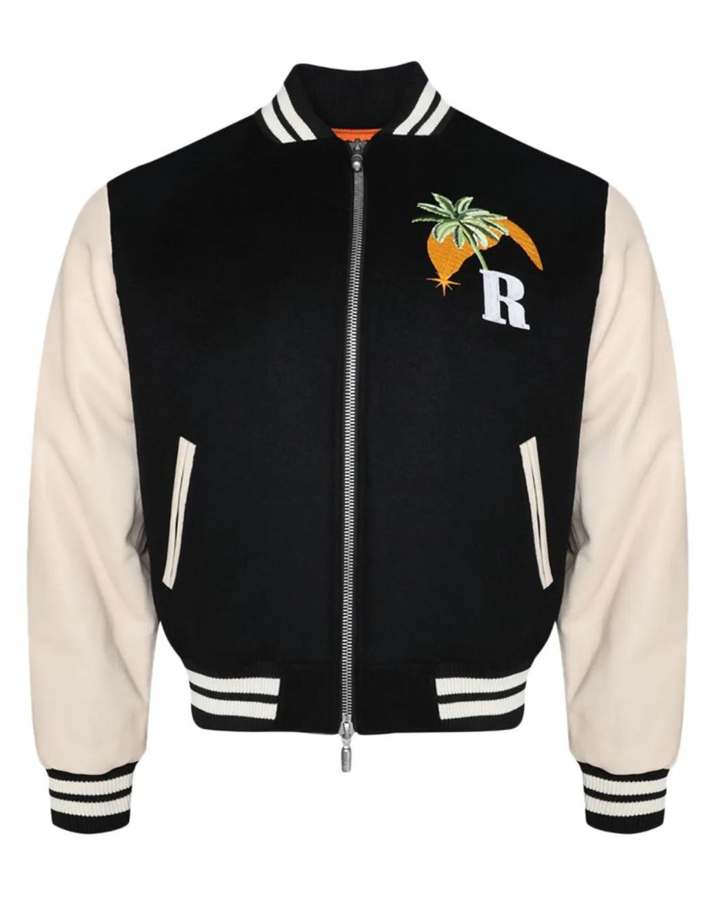 Rhude Black Logo-Embroidered Bomber Jacket for men