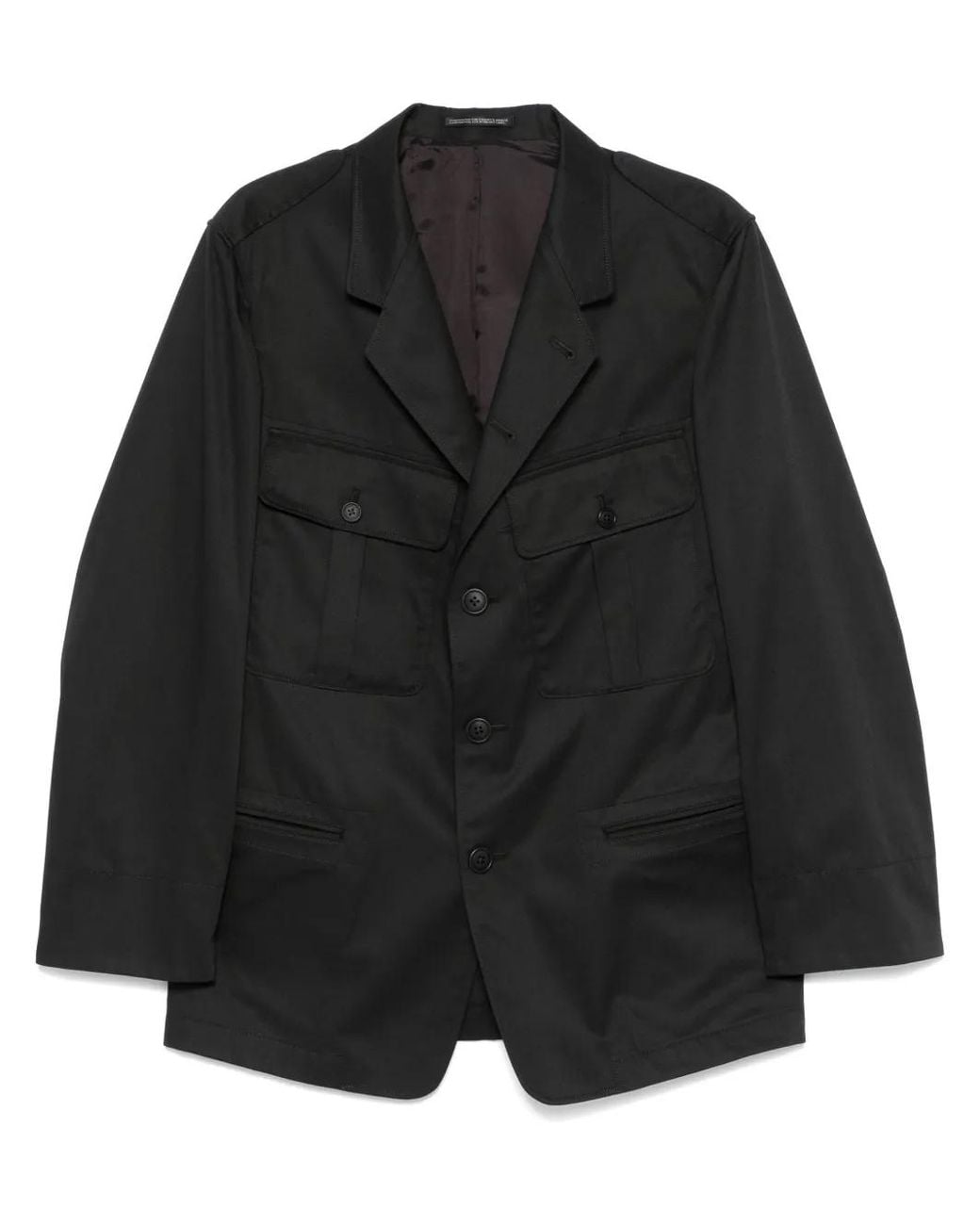 Yohji Yamamoto Black Pleat-Detail Twill Blazer for men
