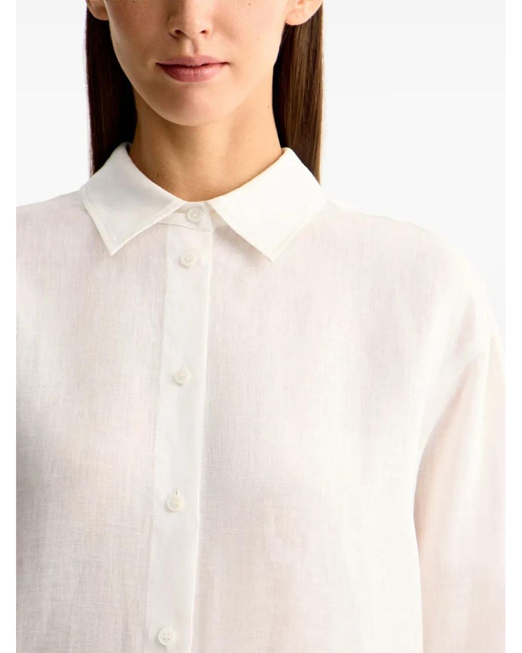 12 STOREEZ White Button-Up Linen Shirt