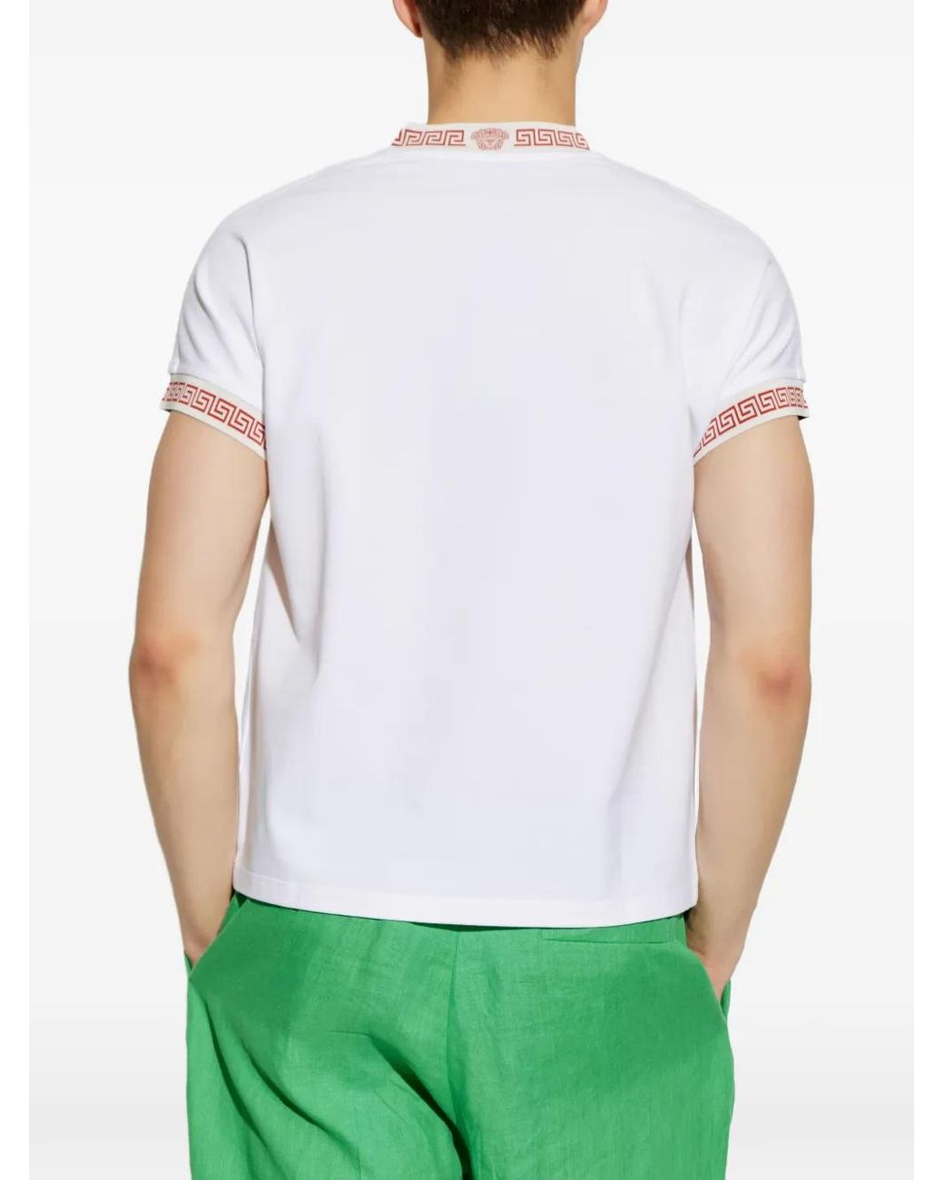 Versace White V-Neck T-Shirt for men