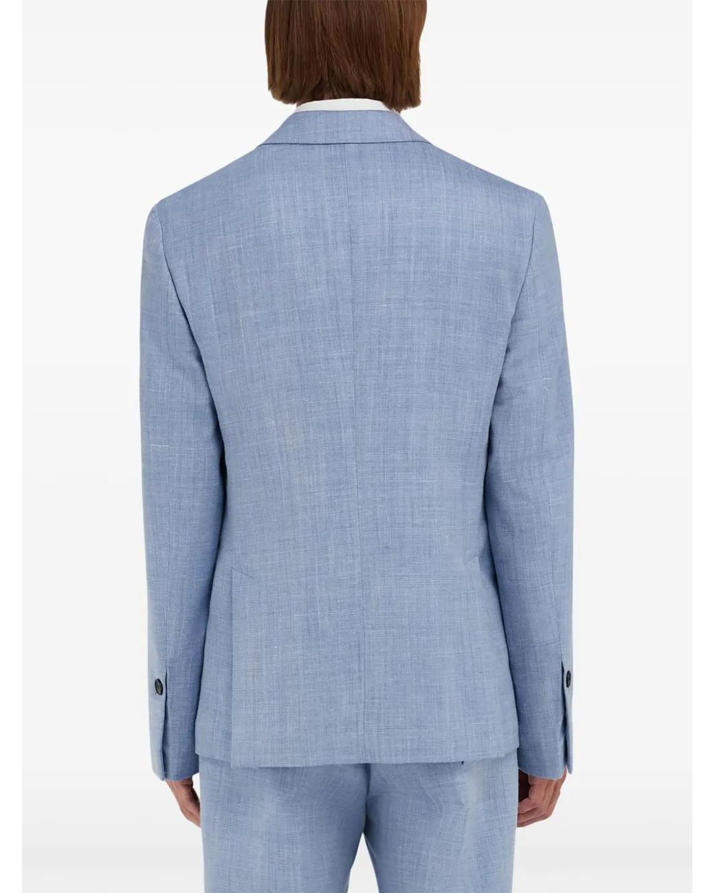 Ferragamo Blue Single-Breasted Blazer for men
