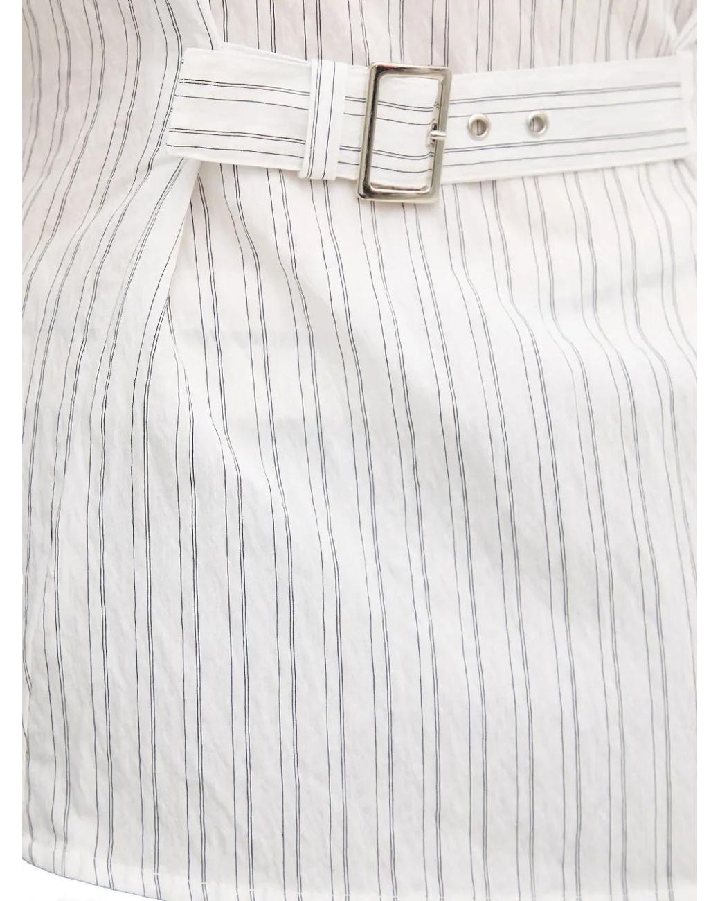 Sisley White Striped Belted Shirt