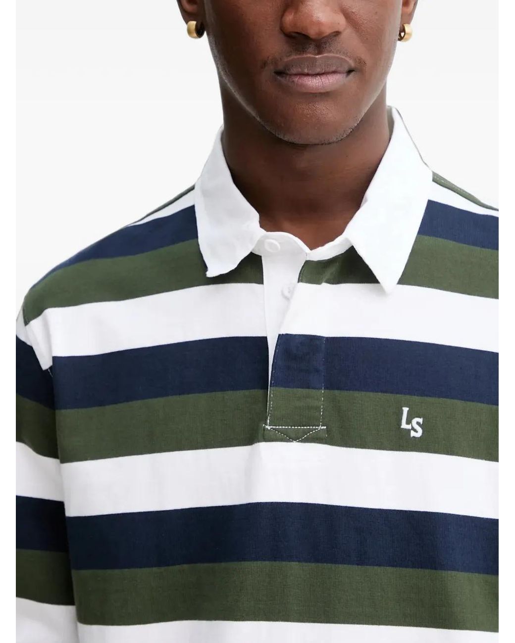 Levi's Blue Union Rugby Striped Long-Sleeve Polo Shirt for men