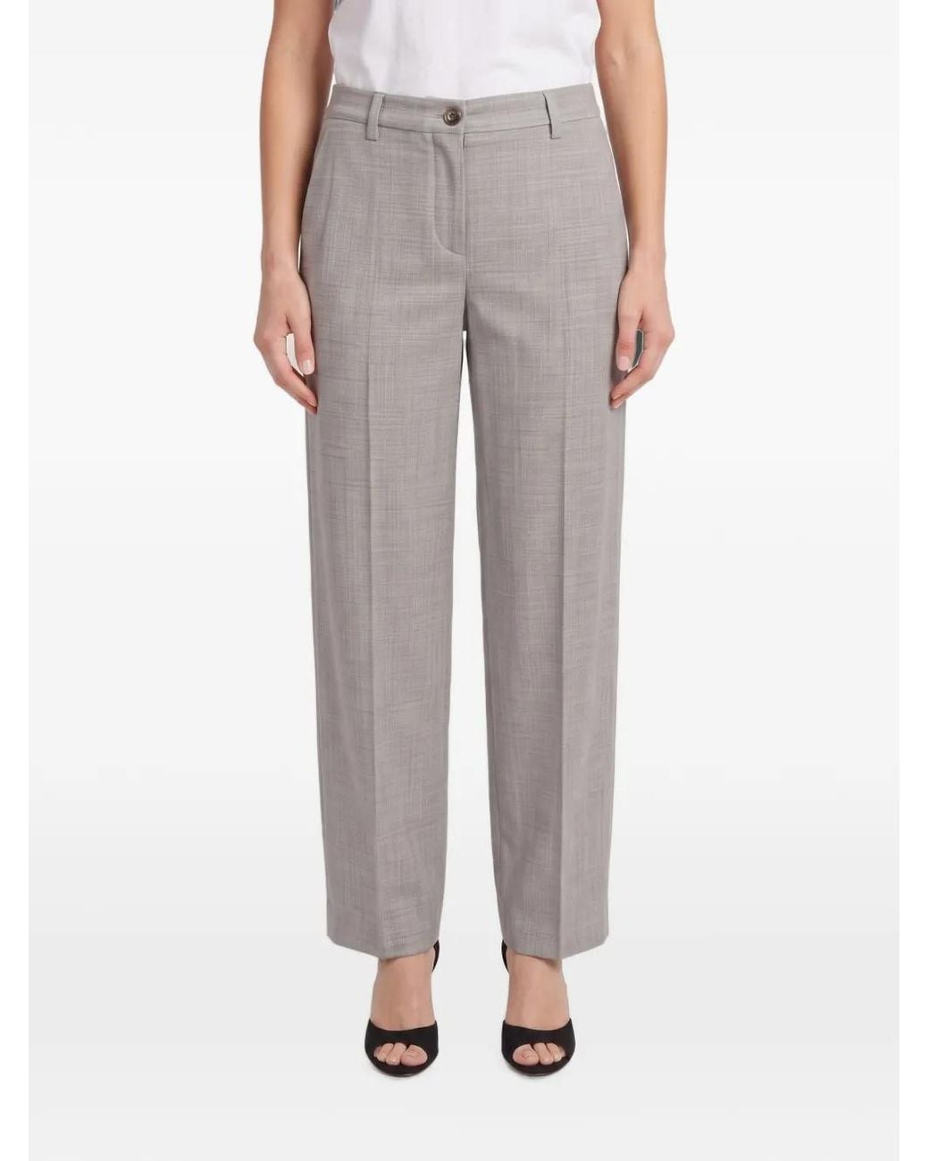 Brunello Cucinelli Gray Checked Straight-Leg Trousers
