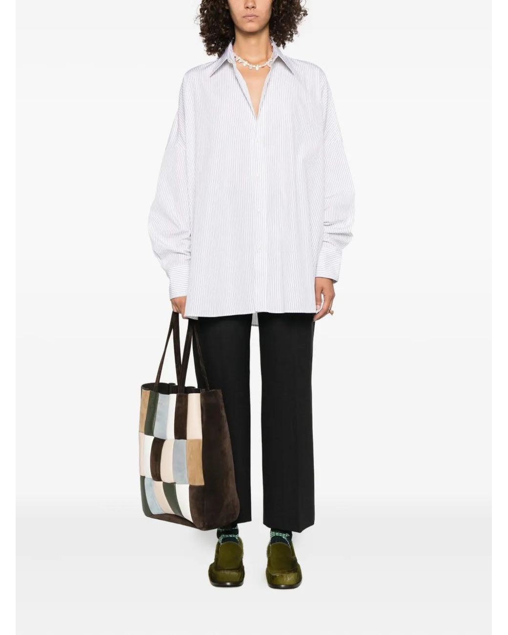Plan C White Striped Shirt