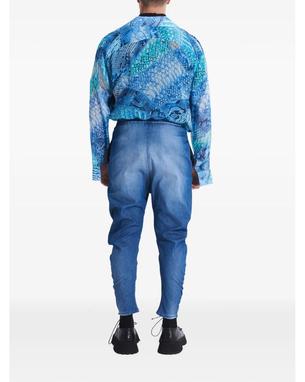 Tessitura Blue Twisted-Shape Tapered Jeans for men