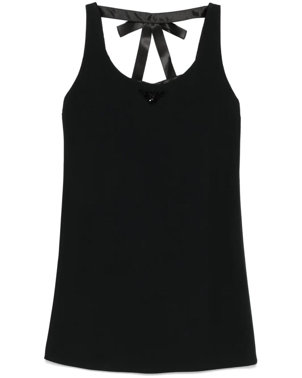 Prada Black Triangle-Logo Mini Dress
