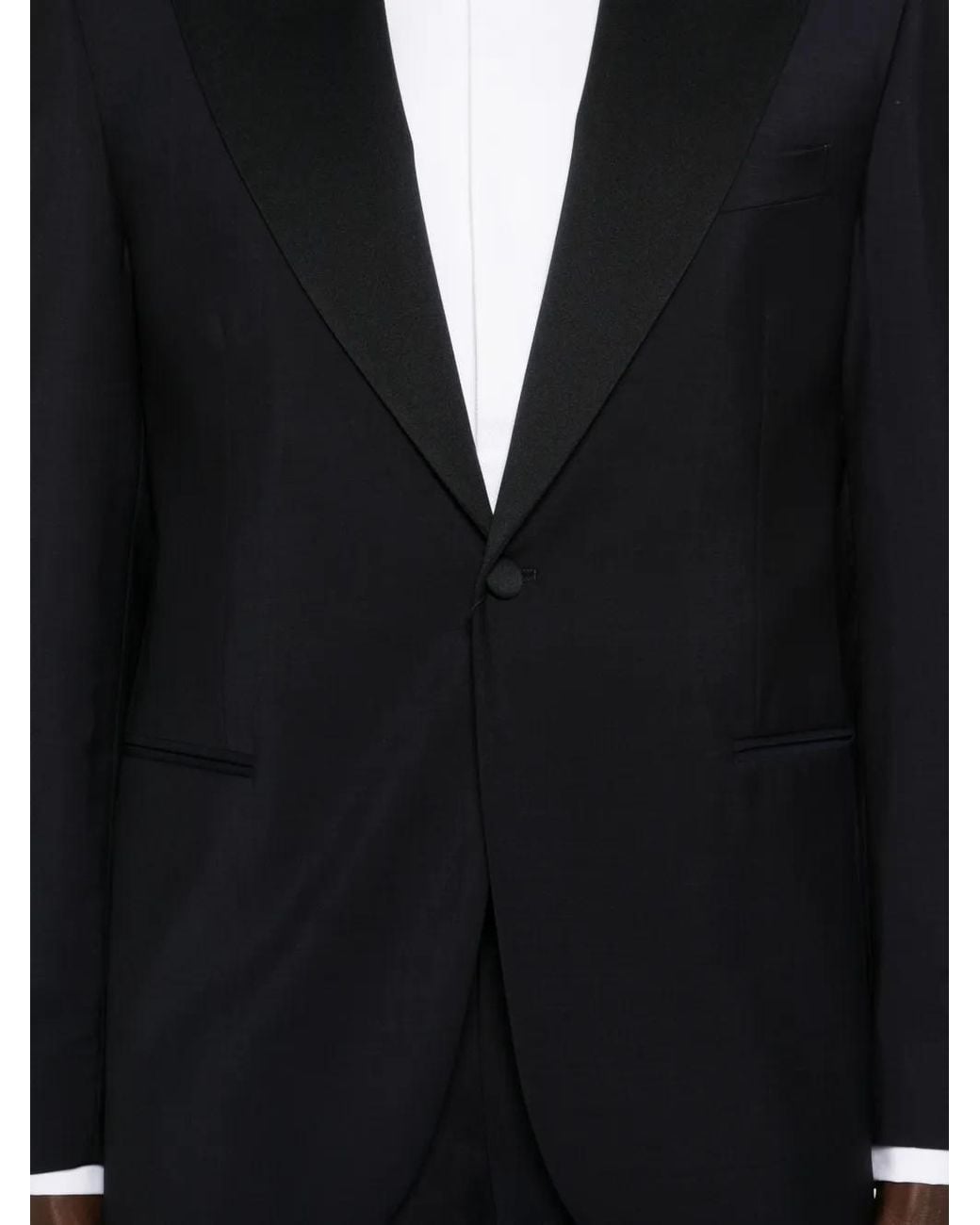 Corneliani Black Peak-Lapel Single-Breasted Suit for men