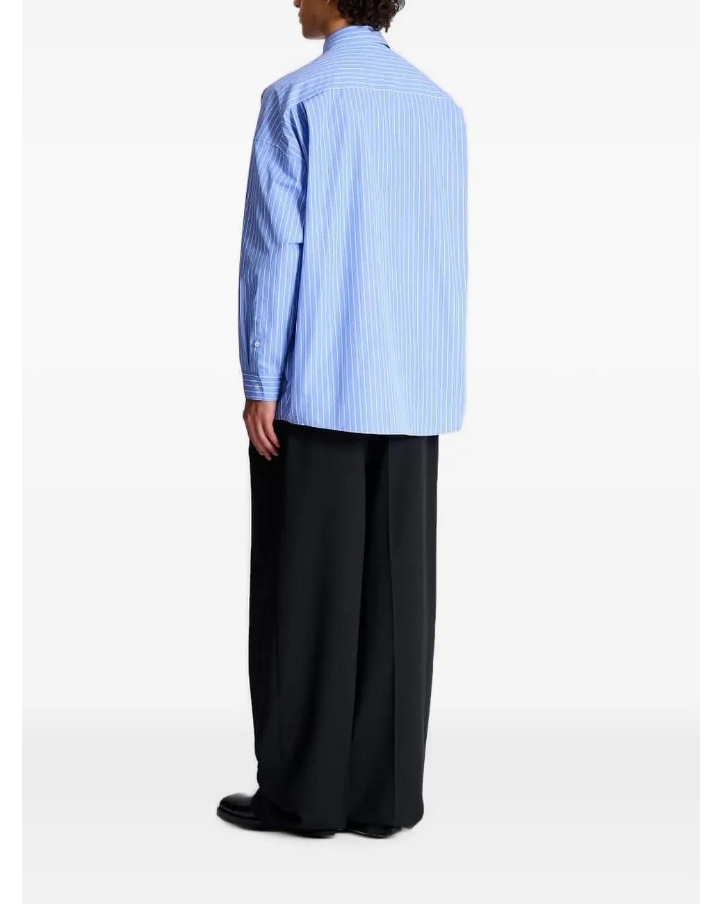 Balmain Blue Striped Relaxed-Fit Shirt for men