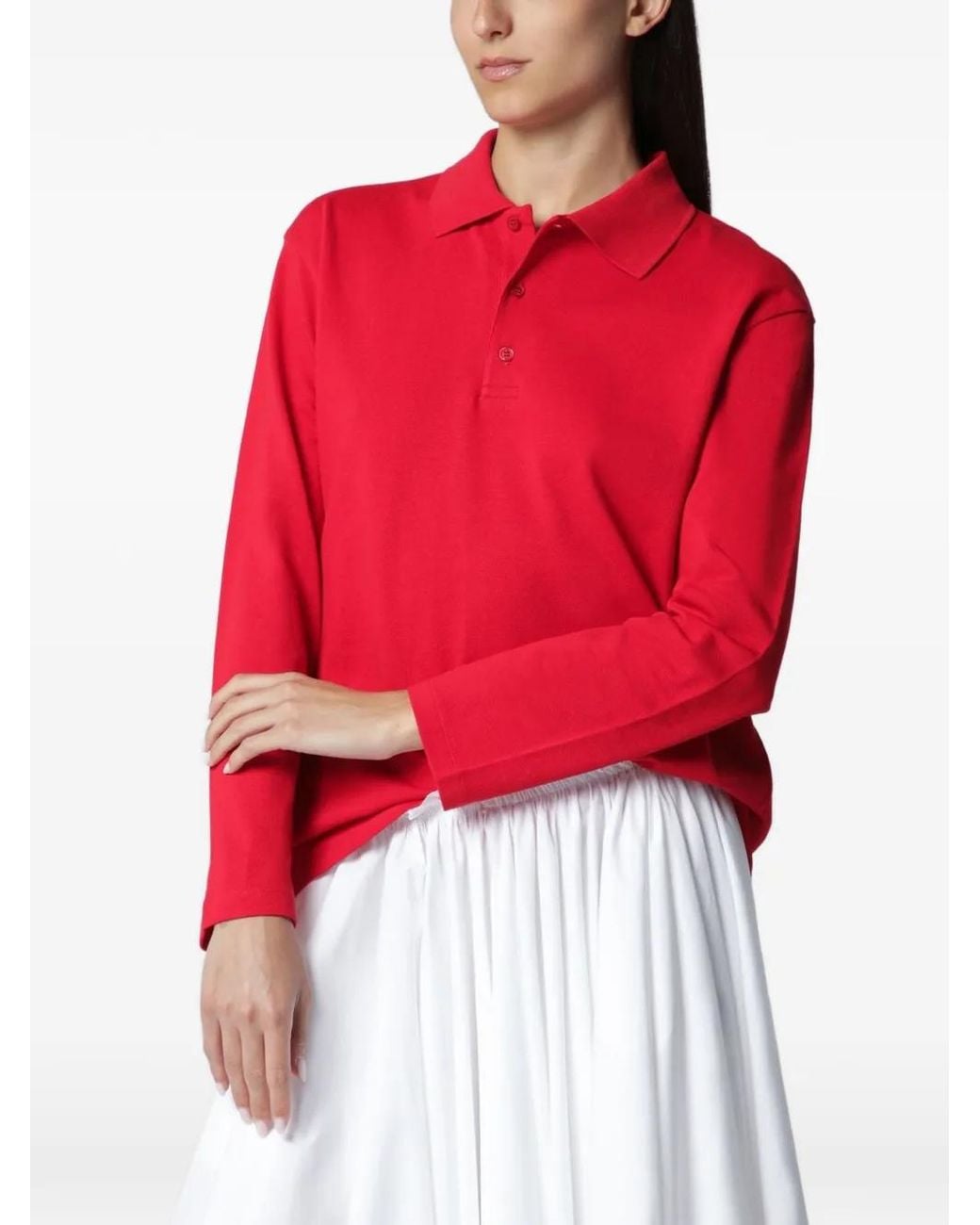 Flore Flore Red Diana Long-Sleeve Polo Top