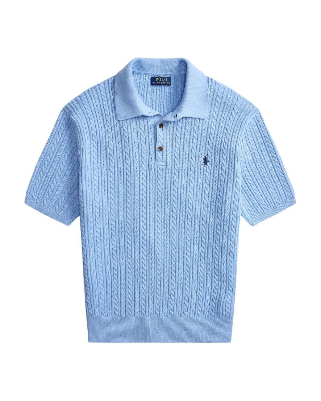 Polo Ralph Lauren Blue Knitted Polo 004 Light Boilette for men