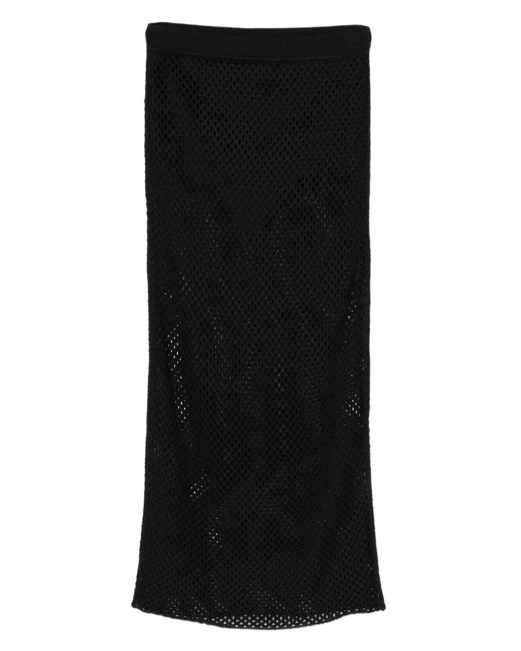 Jonathan Simkhai Black Crochet-Effect Midi Skirt