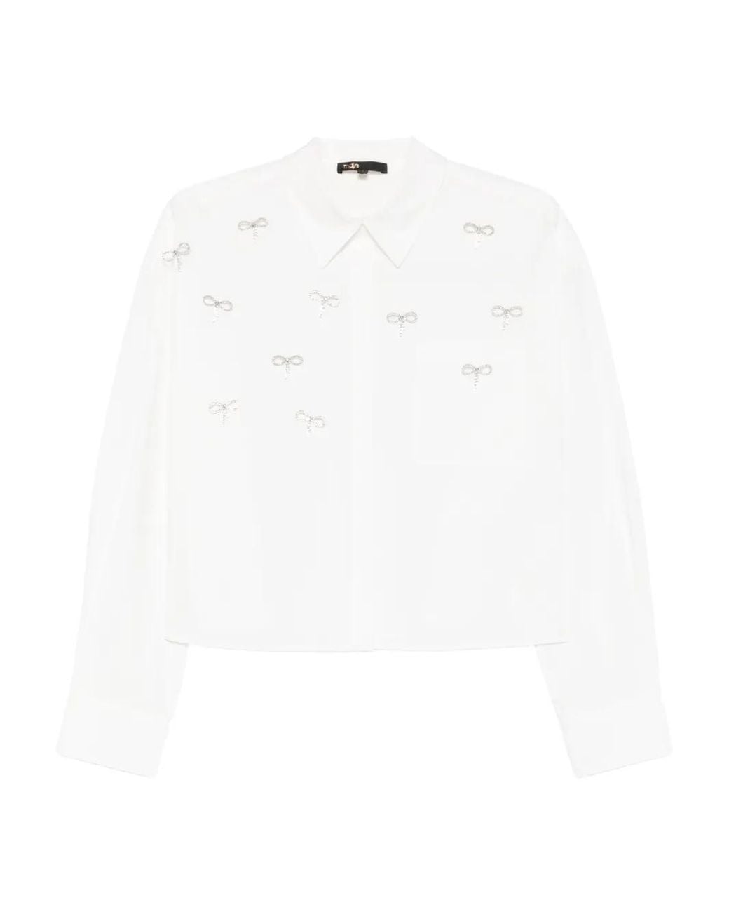 Maje White Bow Jewel Shirt