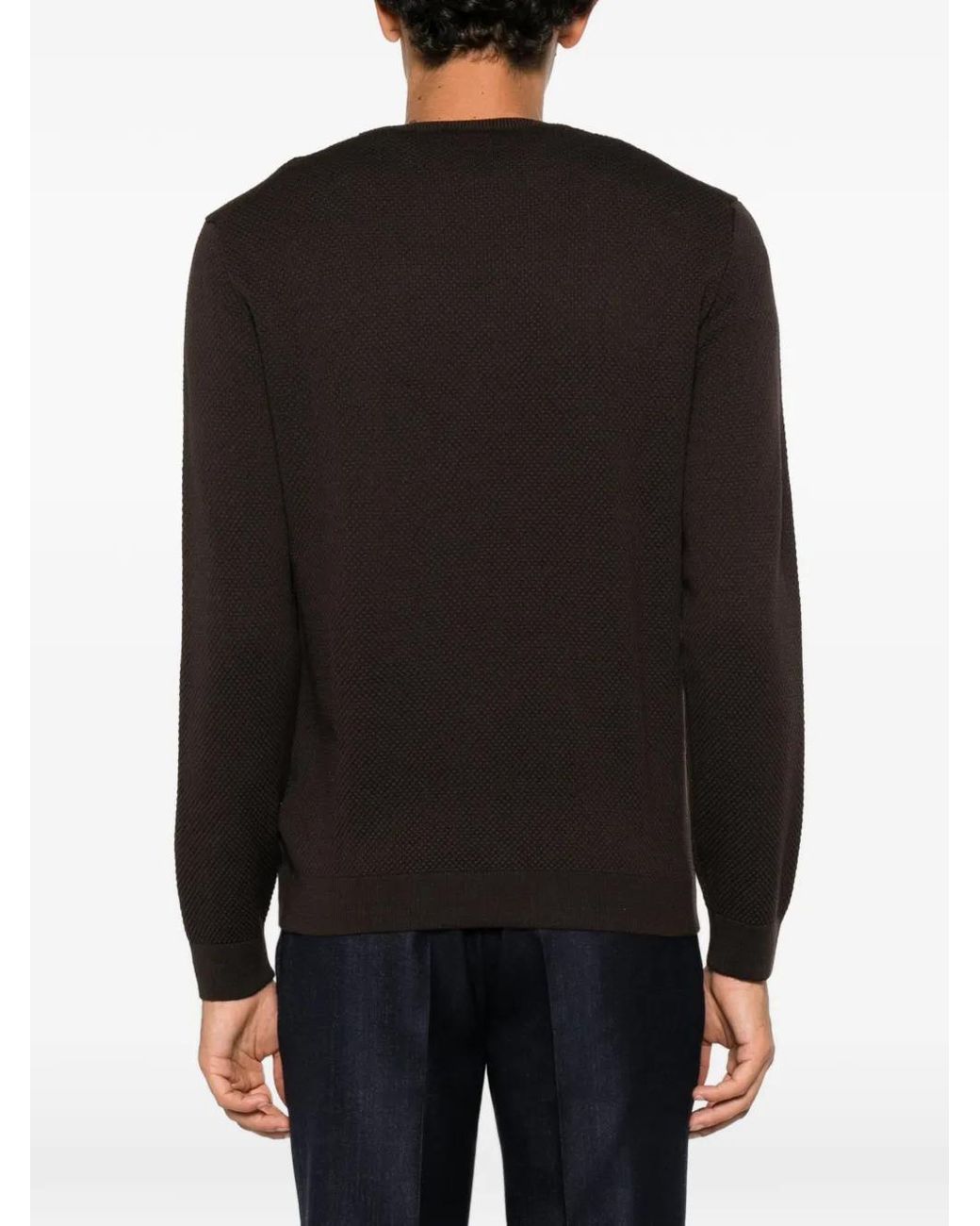Slowear Black Pull En Maille Gaufrée for men