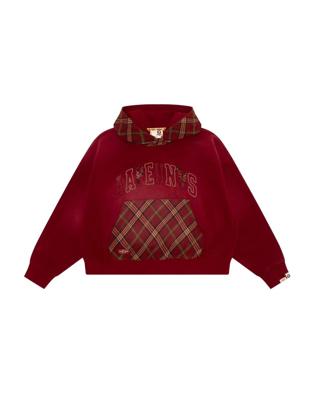 A Bathing Ape Red Tartan Appliqué Hoodie