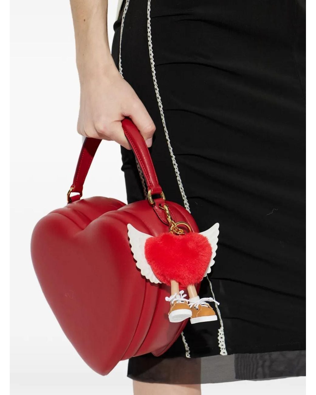 Moschino Red Heart Wings Keyring