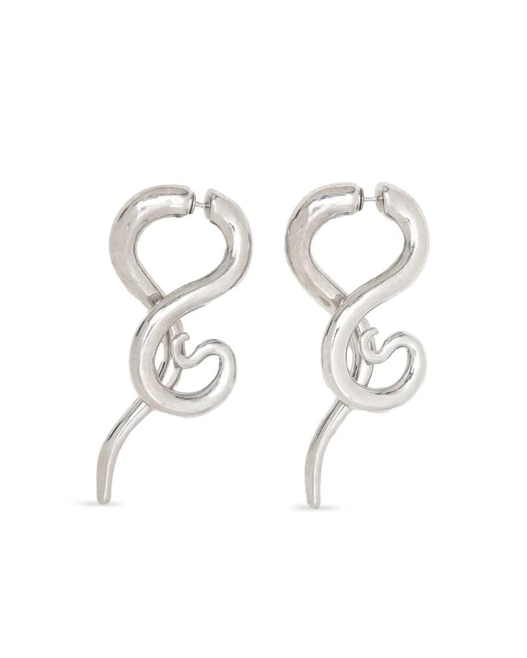 Panconesi White Snake-Shaped Drop Earrings