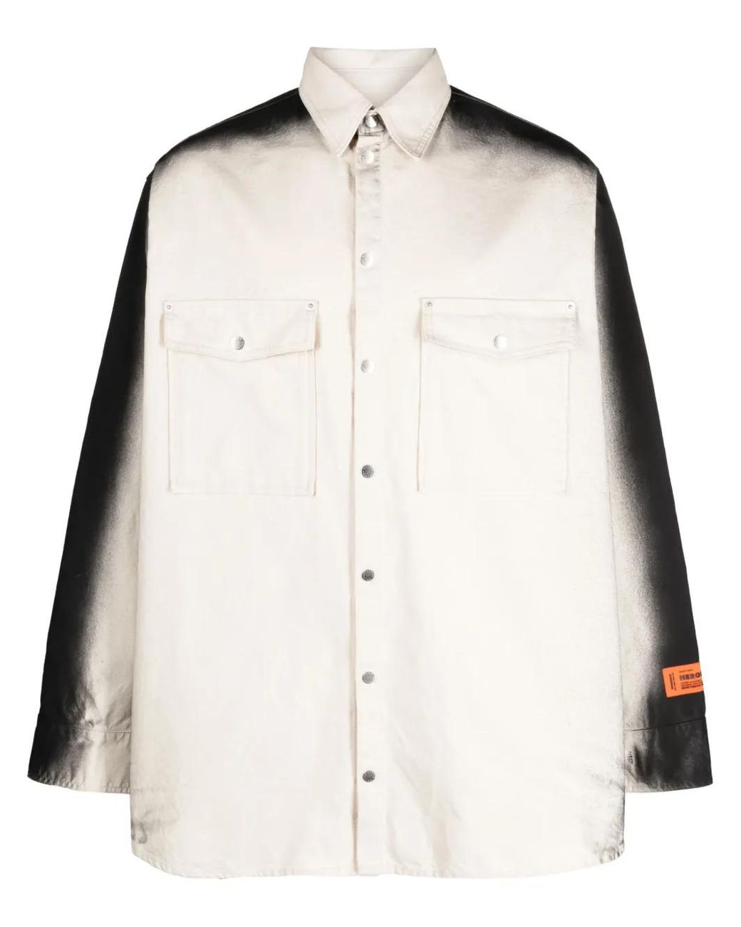 Heron Preston Natural Faded-Effect Logo-Patch Shirt for men
