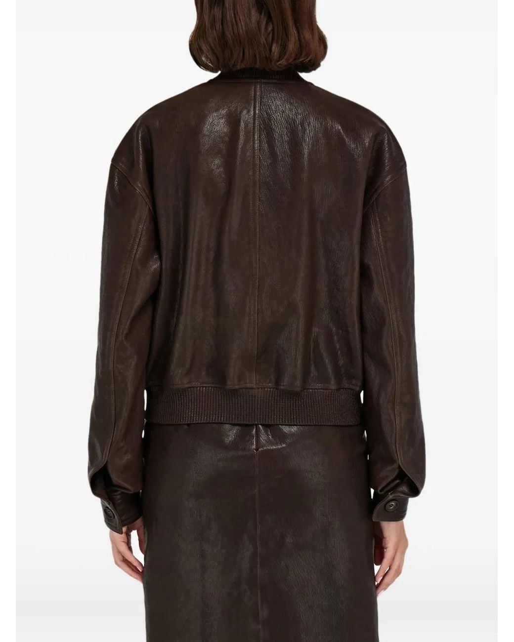 Ferragamo Black Ribbed-Trim Patch-Pocket Bomber Jacket
