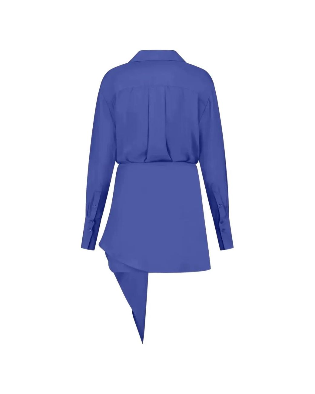 GAUGE81 Blue Gravia Draped Silk Shirtdress
