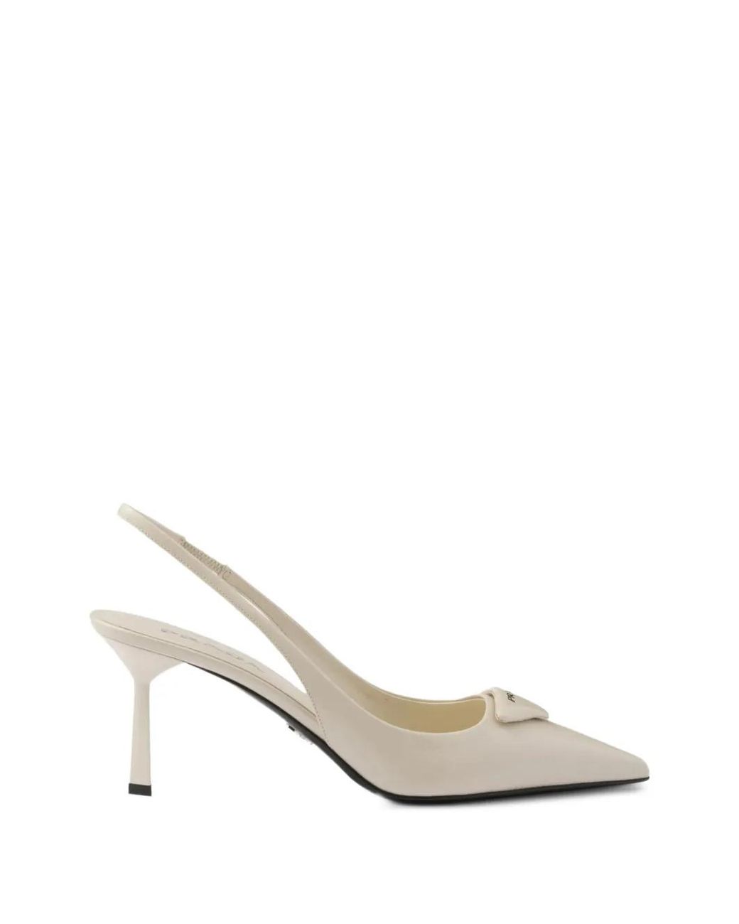Prada White Saffiano Patent-Leather Slingback Pumps
