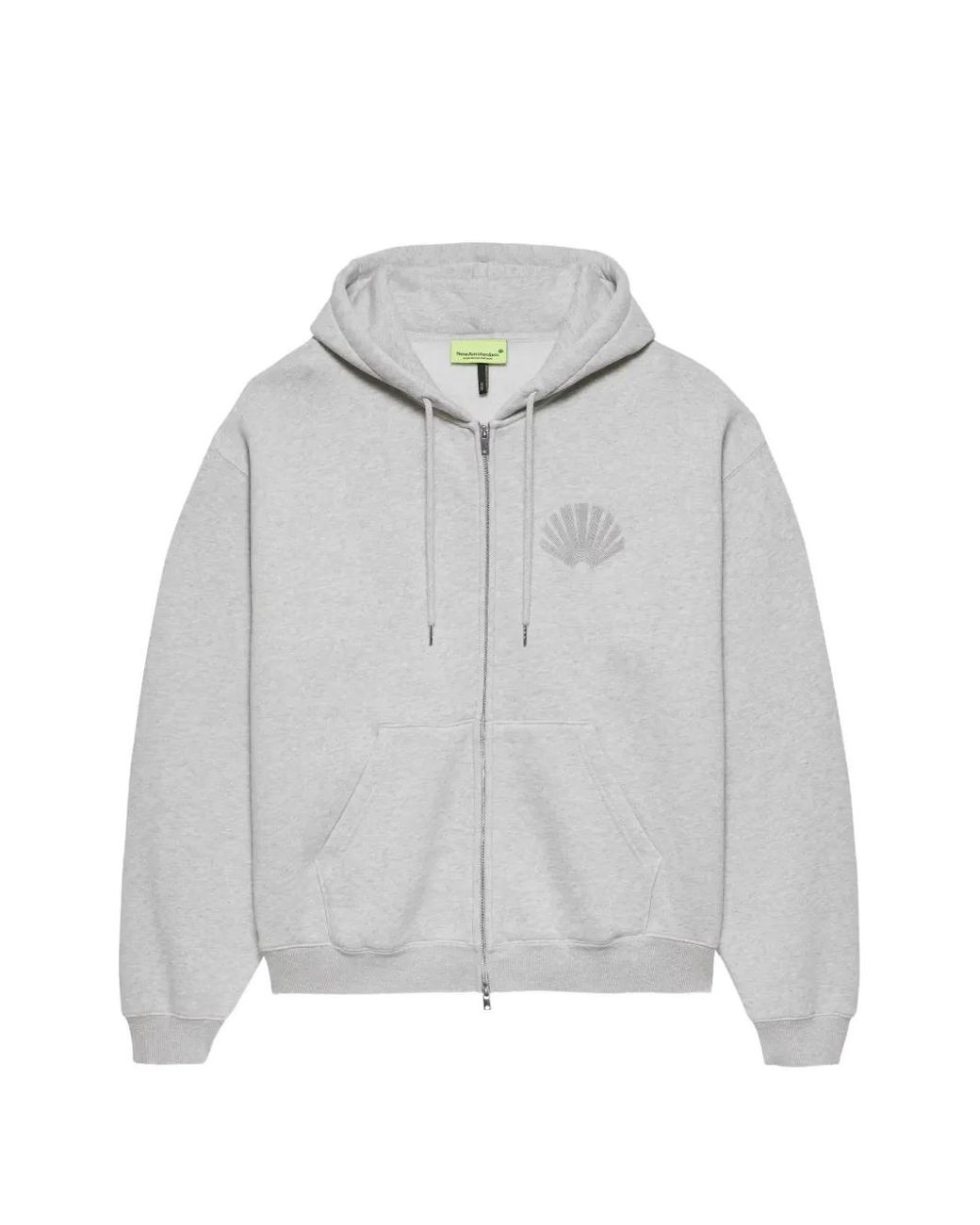 New Amsterdam Gray Logo-Embroidered Zip-Up Hoodie for men