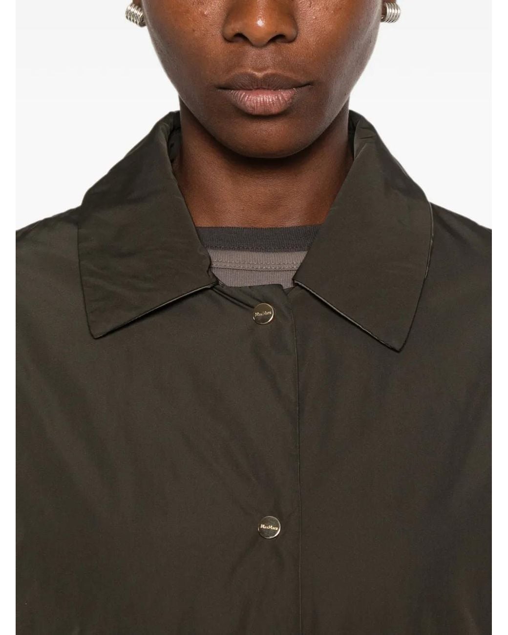 Max Mara Green Manteau Mccarlotta À Boutons Pression Gravés