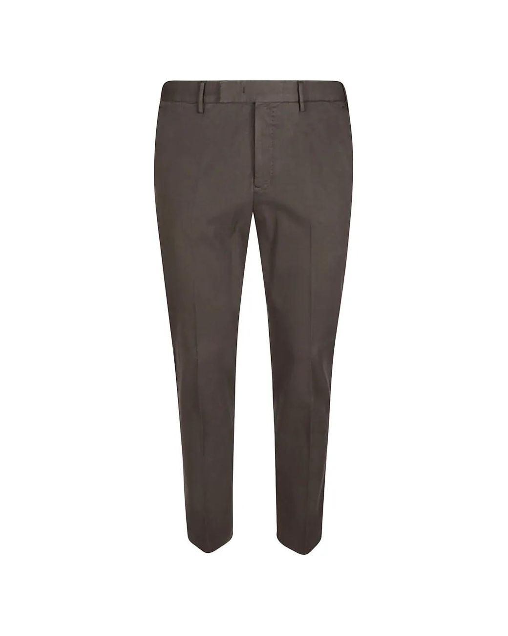 PT Torino Gray Straight-Leg Cotton Trousers for men