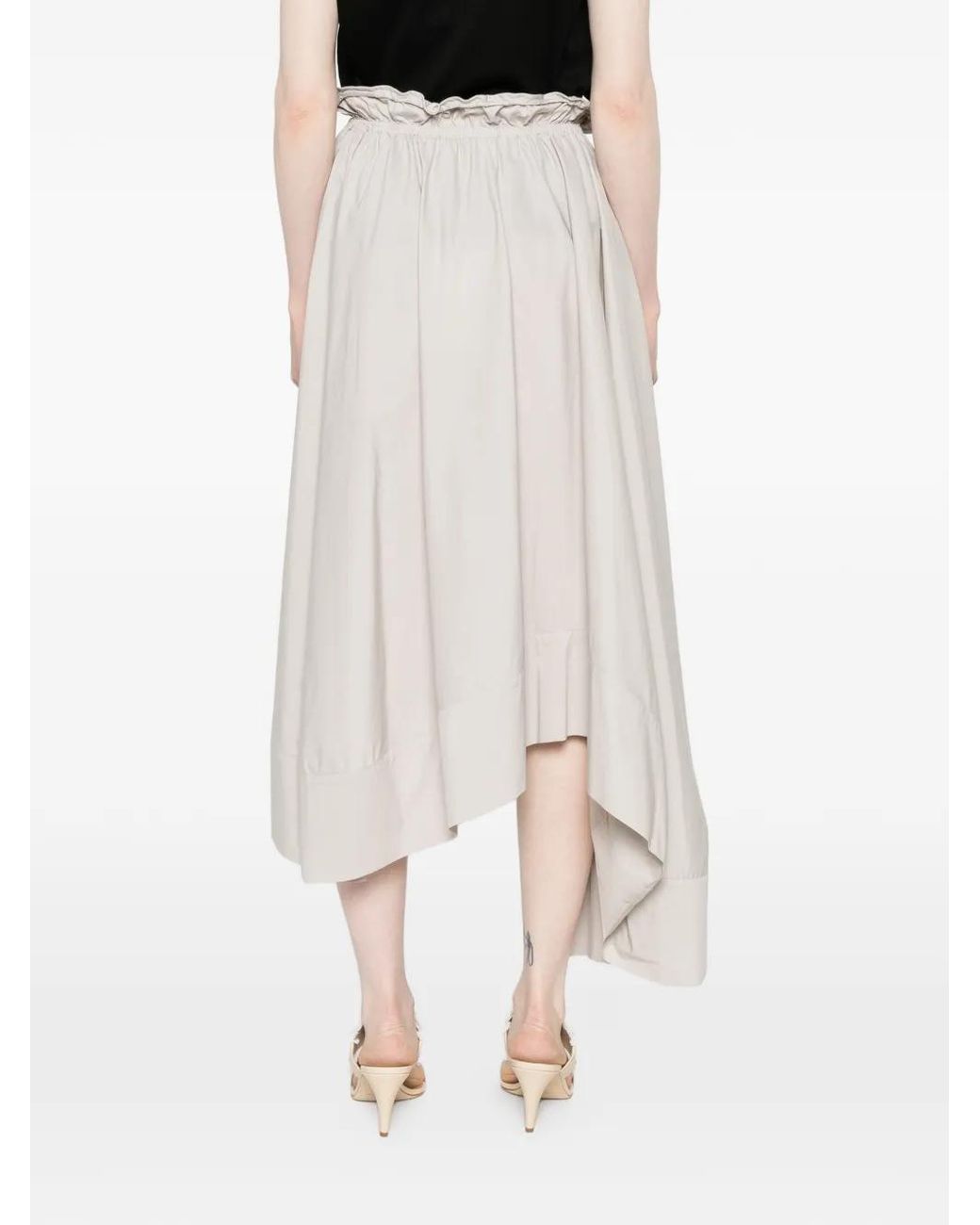 Isabelle Blanche White Drawstring Asymmetric Midi Skirt