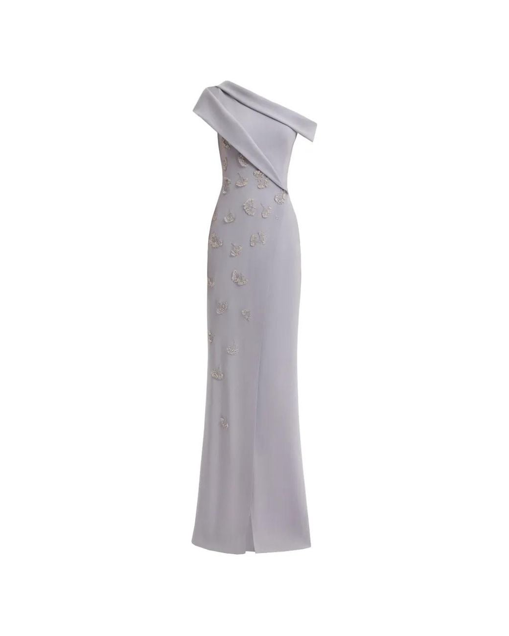 Gemy Maalouf White Folded-Detail Asymmetrical-Neck Gown