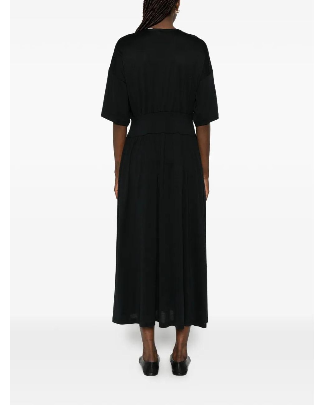 Totême Black Cotton Silk T-Shirt Dress