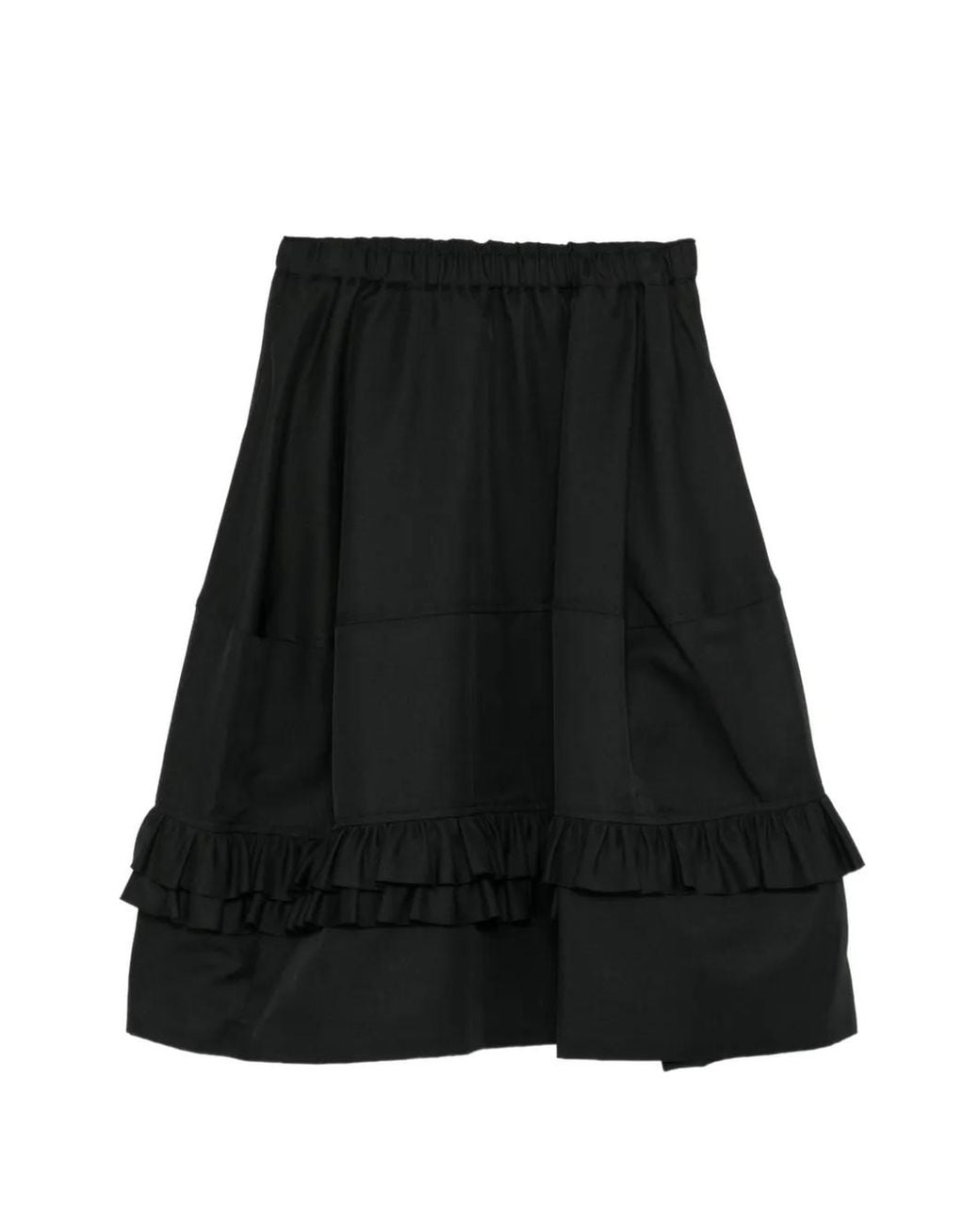 COMME DES GARÇON BLACK Black Frilled Midi Skirt