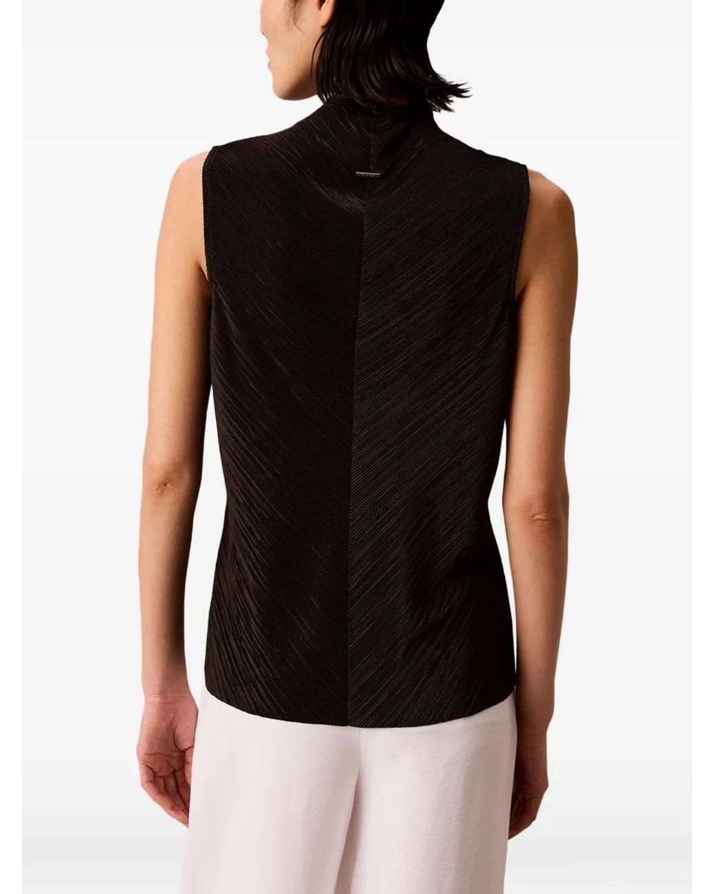Calvin Klein Black Plissé Sleeveless Top