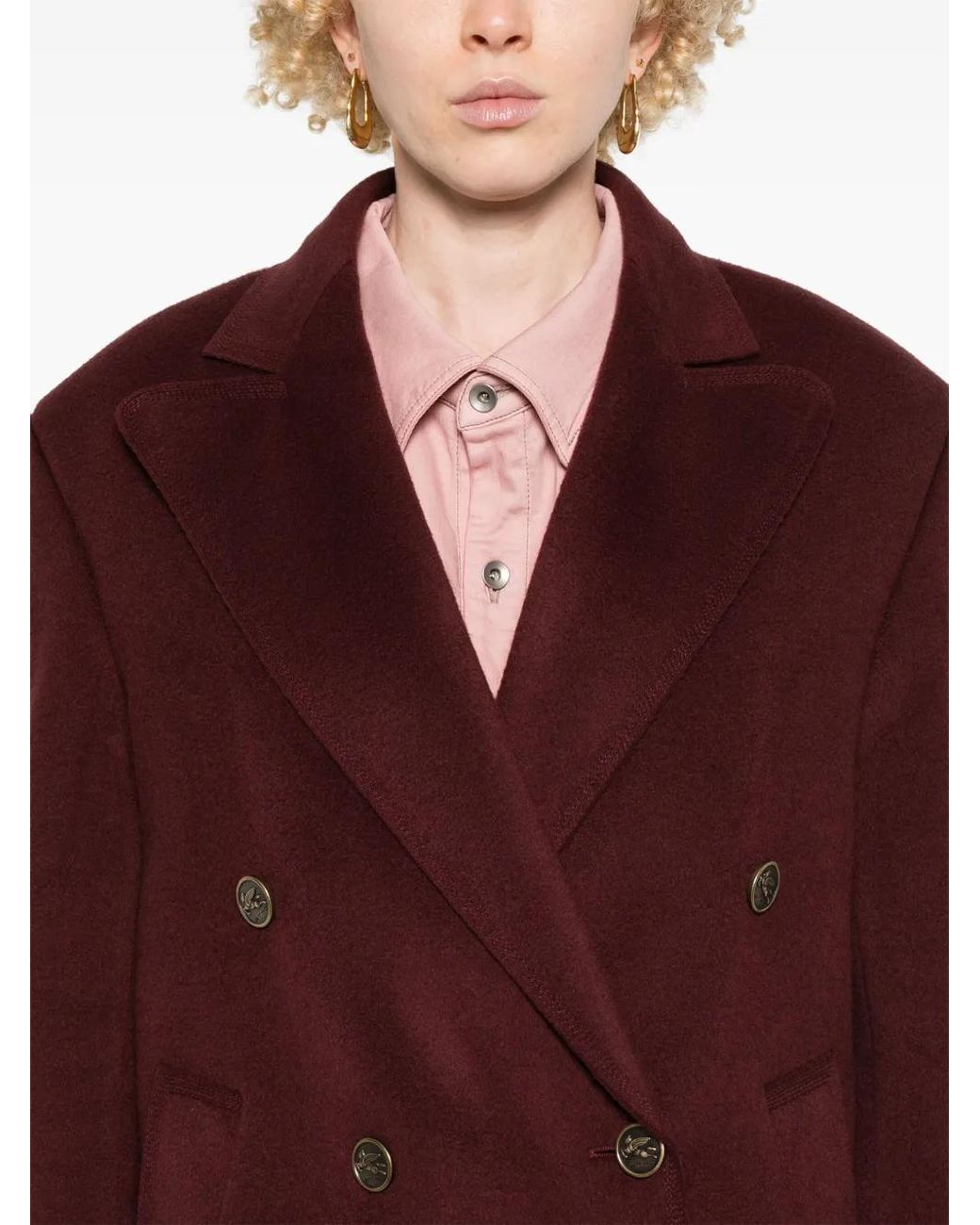 Etro Red Double-Breasted Coat