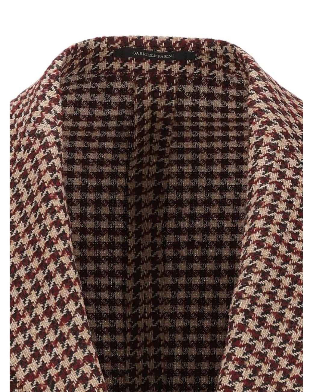 Gabriele Pasini Brown Houndstooth-Pattern Peak-Lapel Blazer for men