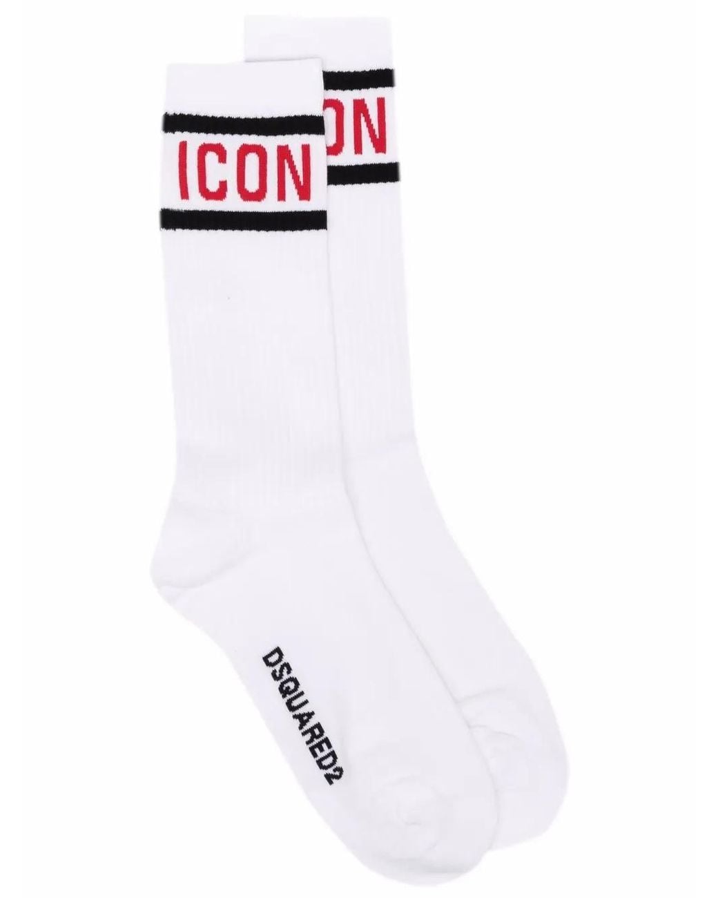 DSquared² White Logo Embroidered Socks for men