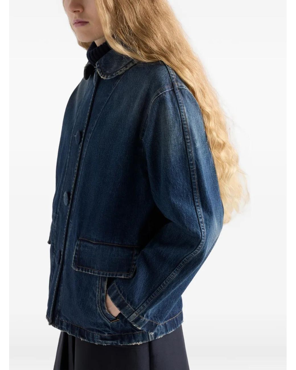 Prada Blue Washed Denim Blouson Jacket