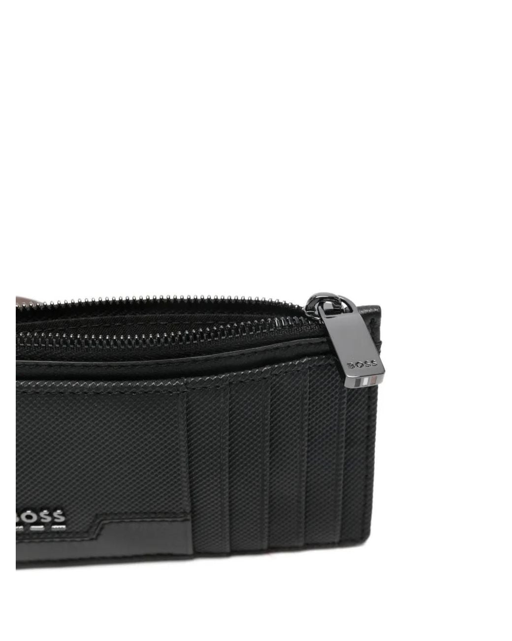 Boss Black Zip Logo-plaque Cardholder for men