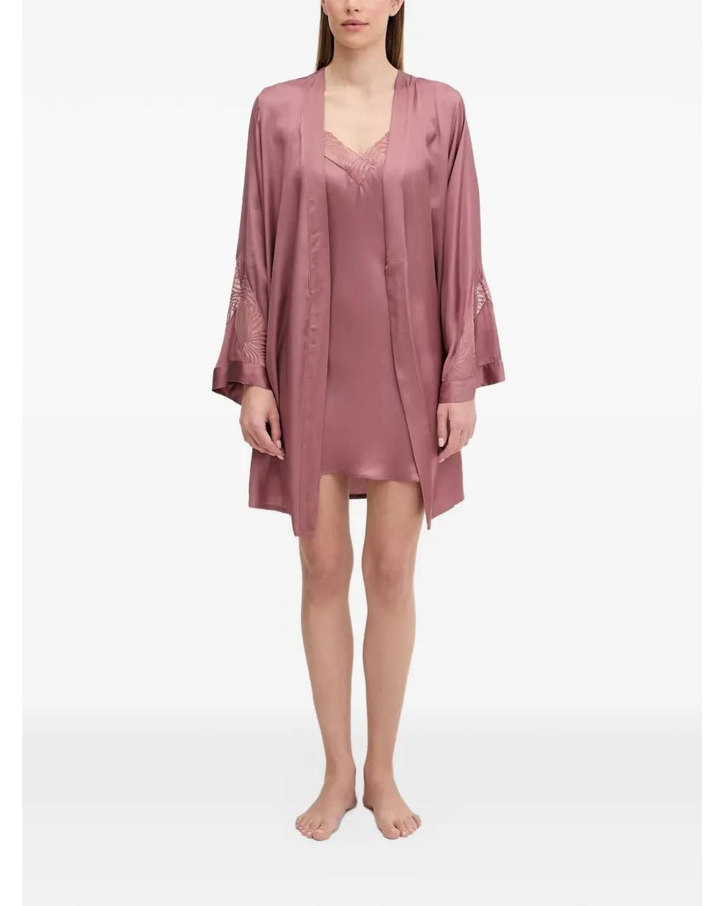 Chantelle Purple Legend Lace-Trim Satin Nightdress