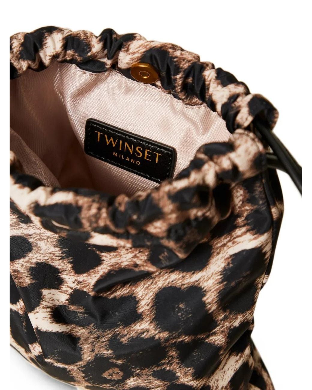 Twinset Black Leopard-Print Drawstring Case