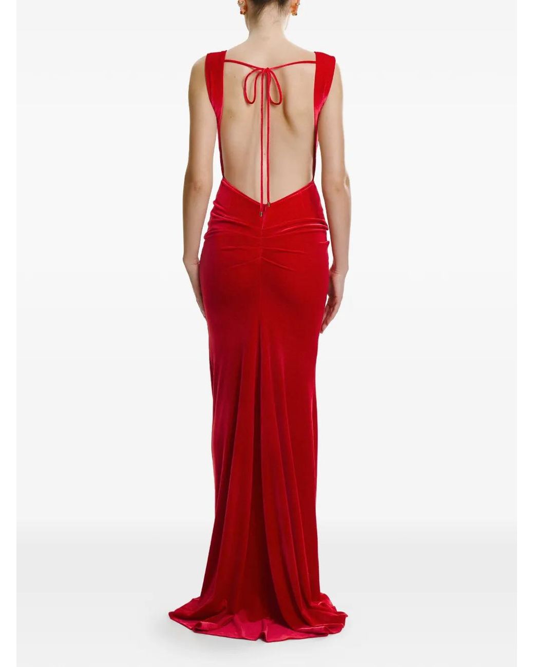 Lita Couture Red Vianne V-Neck Maxi Dress