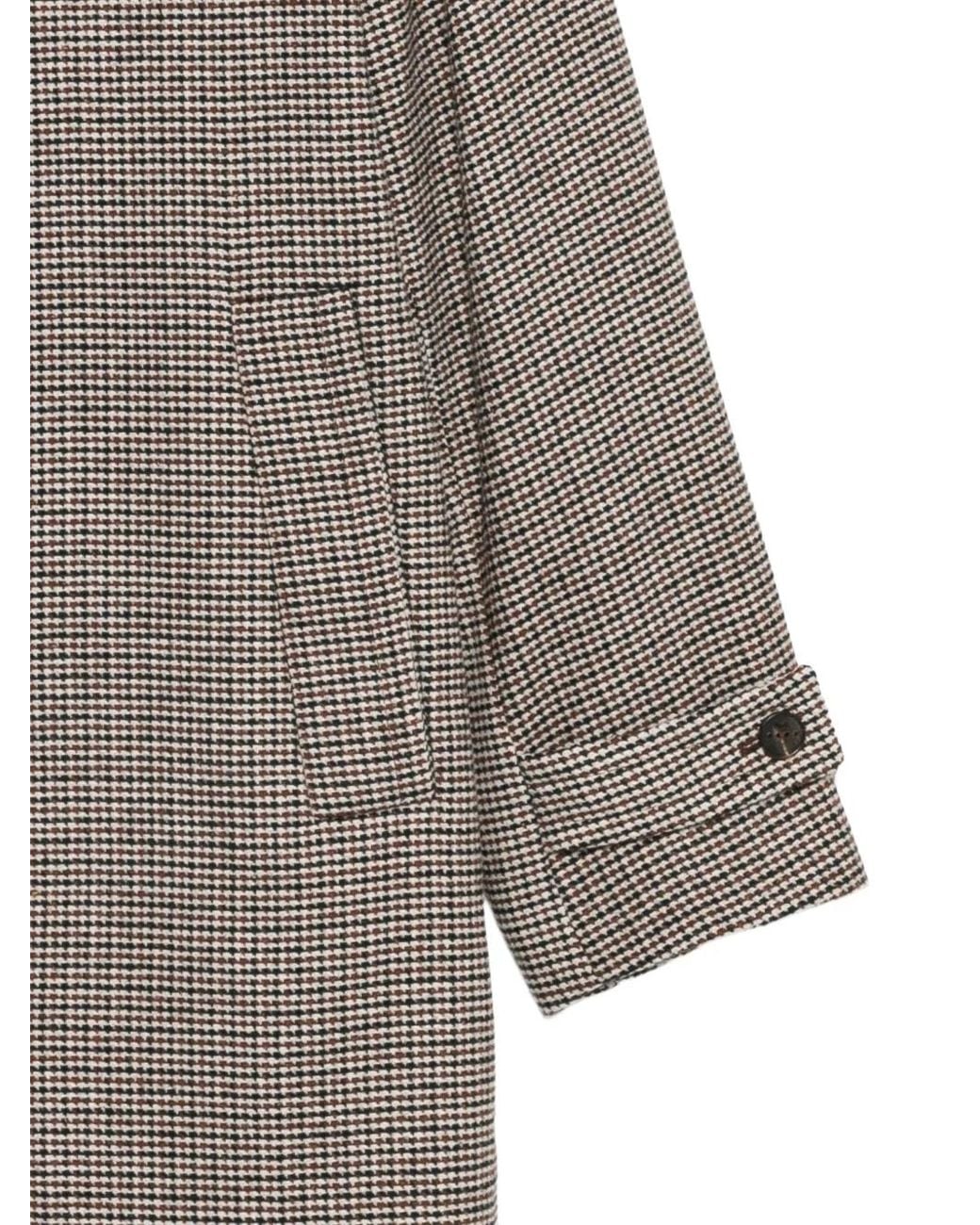 Hevò Gray Loconia Houndstooth-Pattern Coat for men