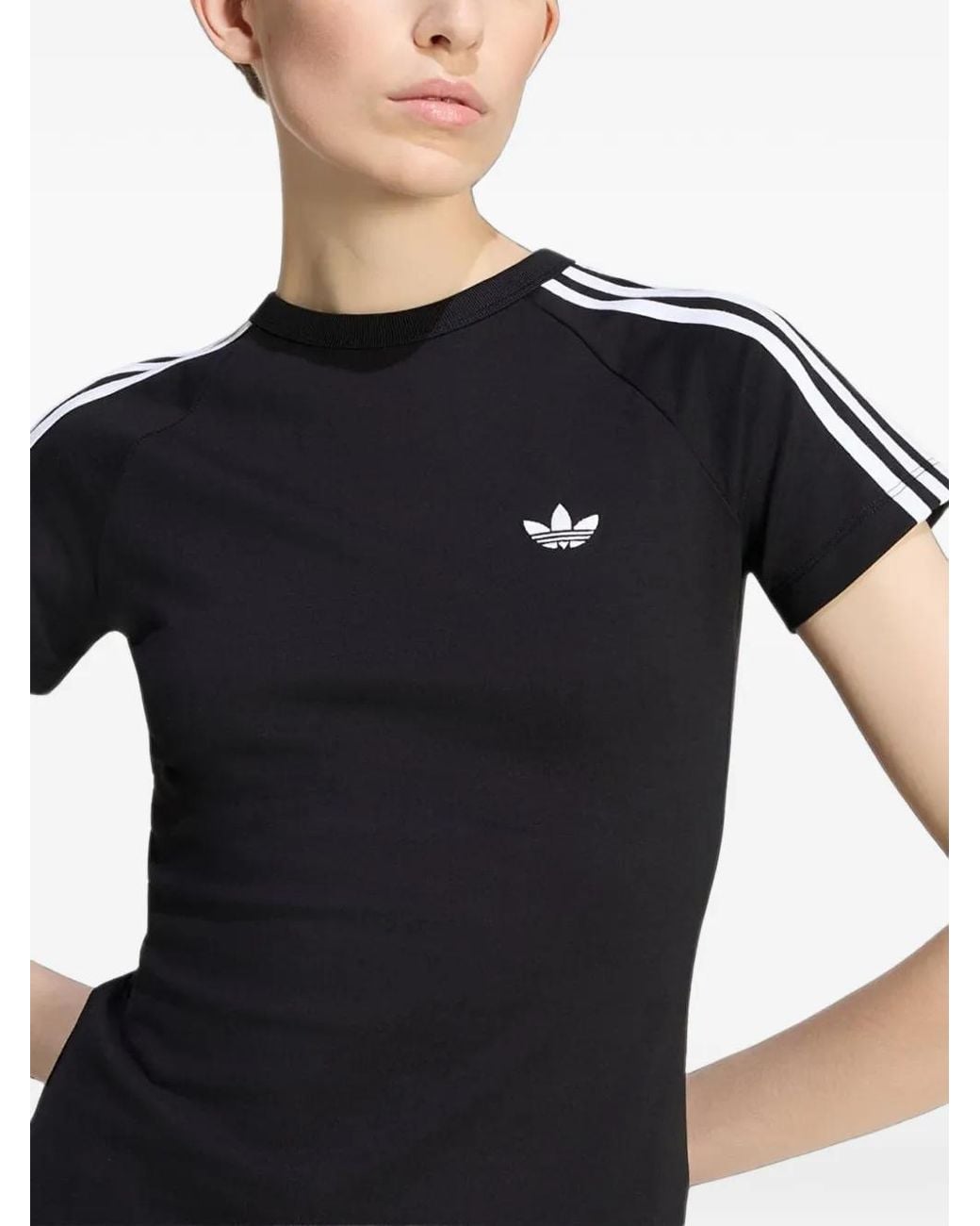 Adidas Black Side-Stripe Trefoil-Logo T-Shirt